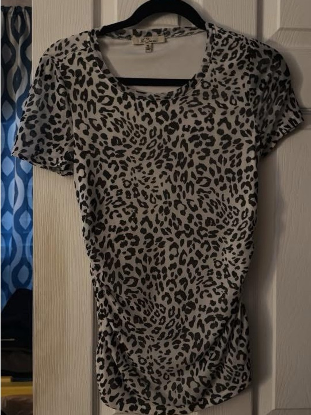 Women’s Short Sleeve Leopard Print Tee - Black on White